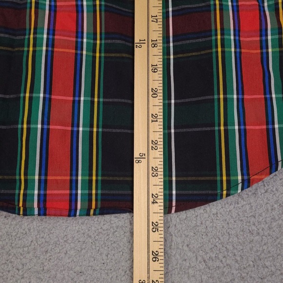 NY & Co 7th Avenue Shirt Womens Medium Plaid Ruffle Retro V neck Button Down - Picture 14 of 15